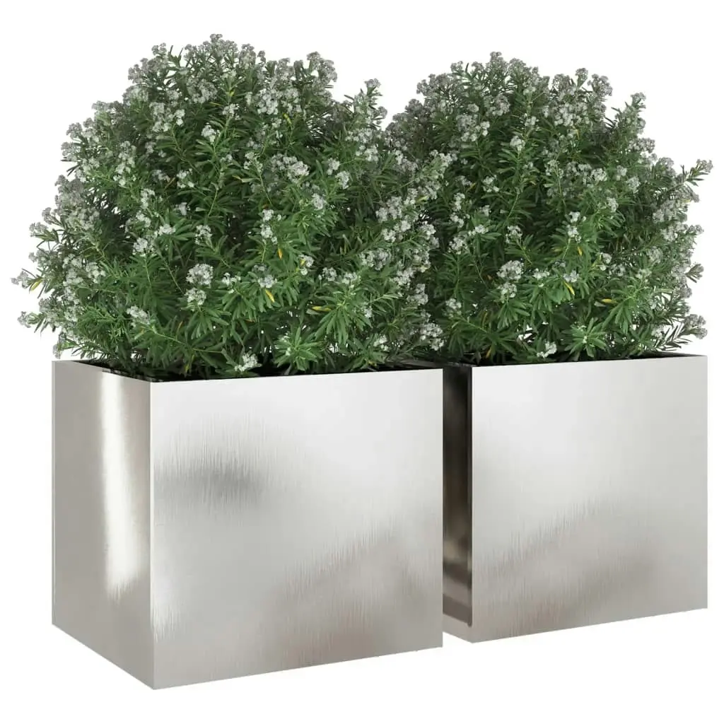 Planters 2 pcs Silver 32x30x29 cm Stainless Steel 841544