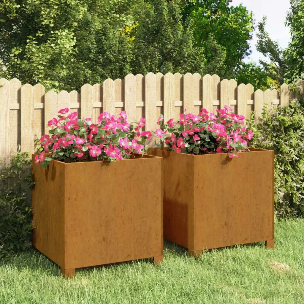 Planters with Legs 2 pcs Rusty 42x40x43 cm Corten Steel 823681