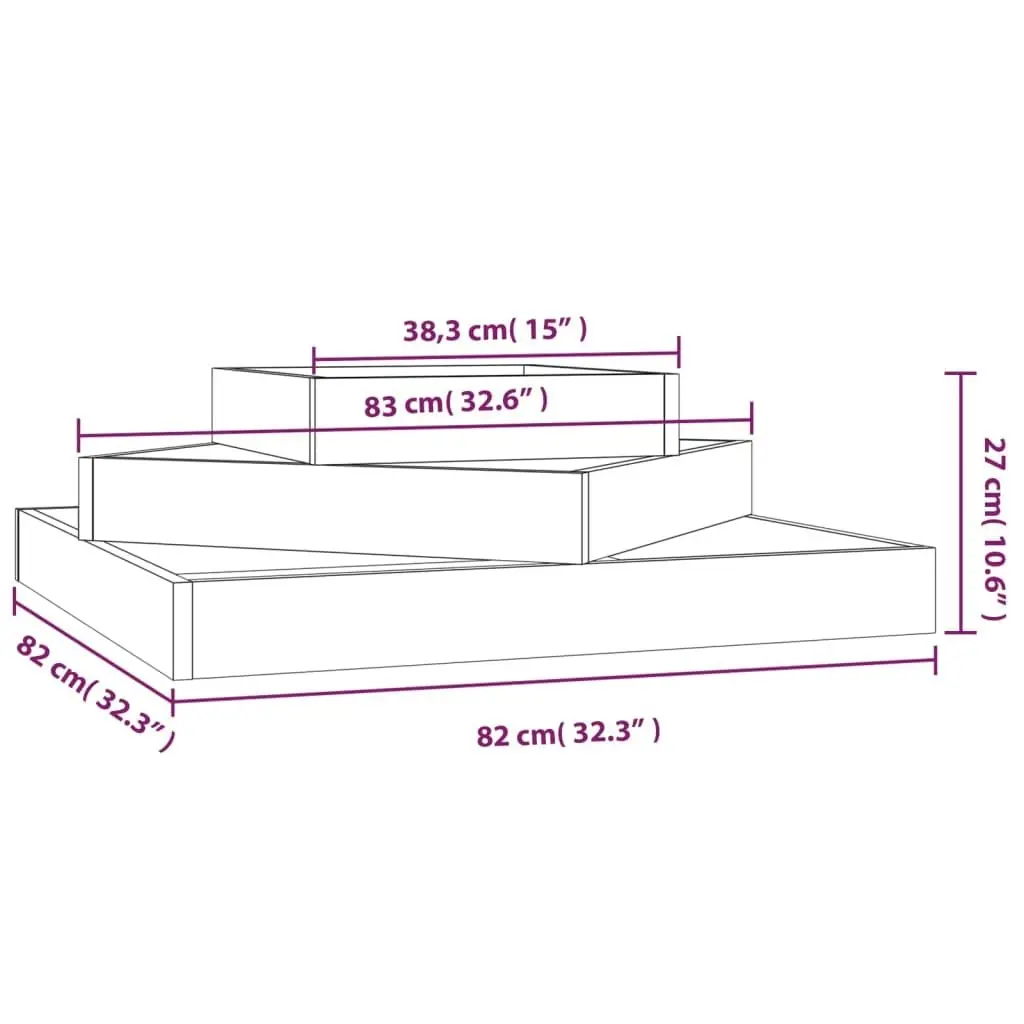 Planter Grey 83x83x27 cm Solid Wood Pine 823880