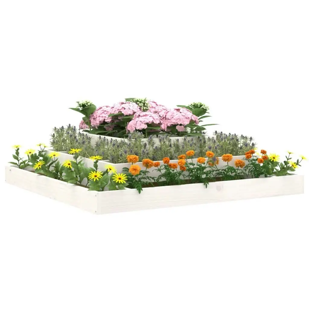 Planter White 110x110x27 cm Solid Wood Pine 823872