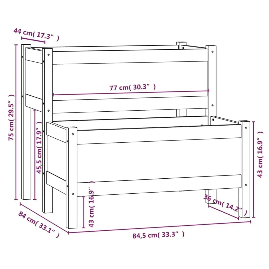 Planter 84.5x84x75 cm Solid Wood Pine 822257