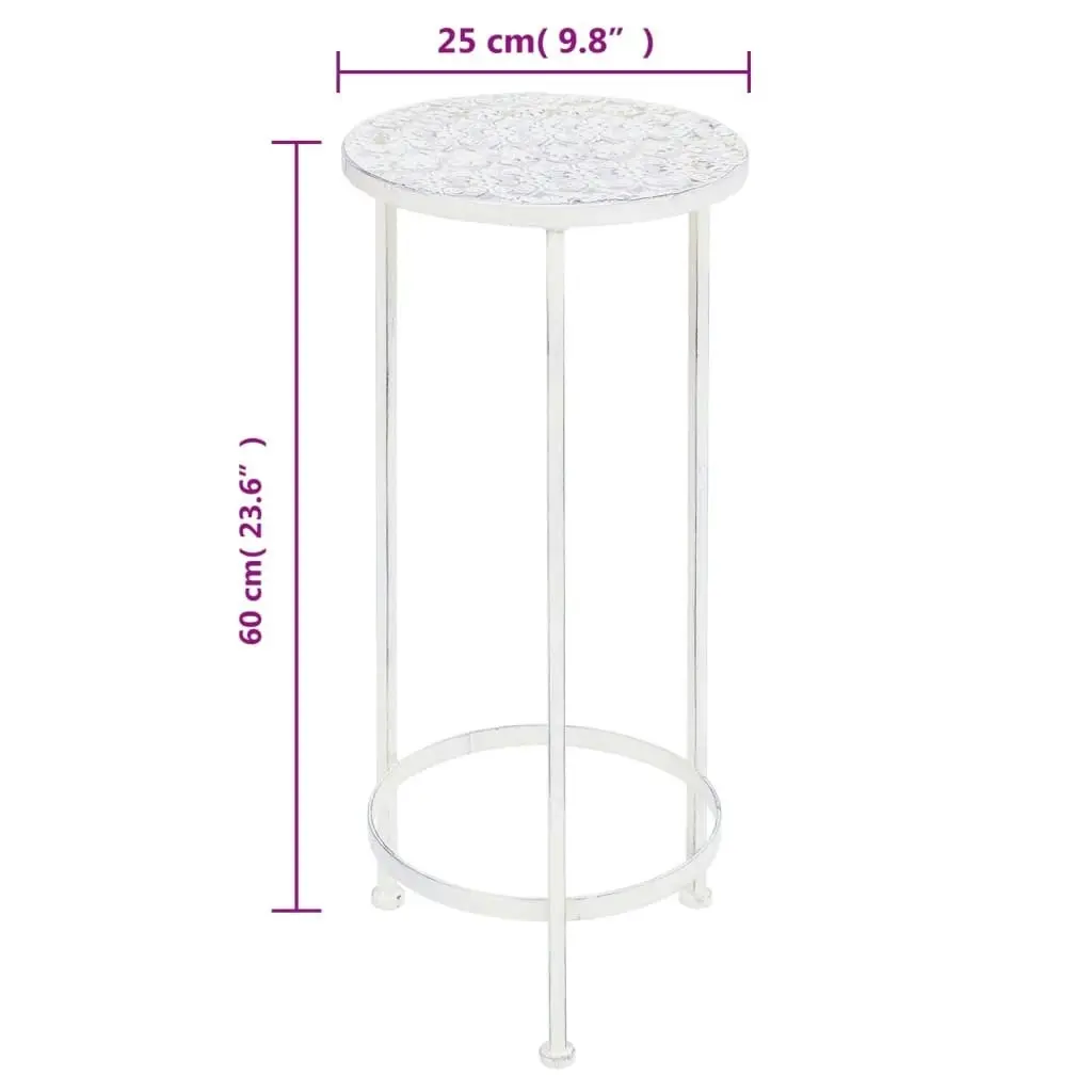 Plant Stand Set 3 Pieces Vintage Style Metal Antique White 245937