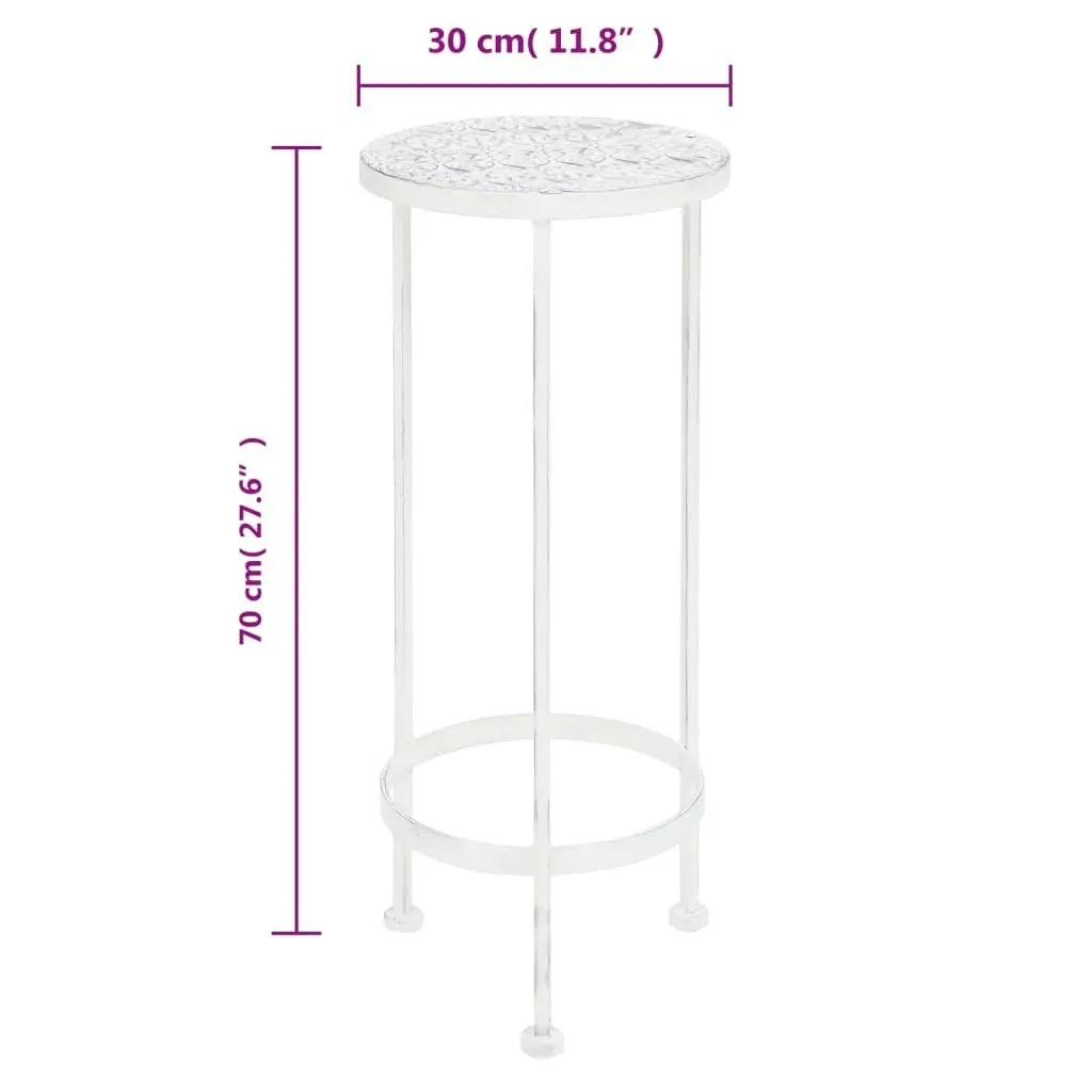 Plant Stand Set 3 Pieces Vintage Style Metal Antique White 245937