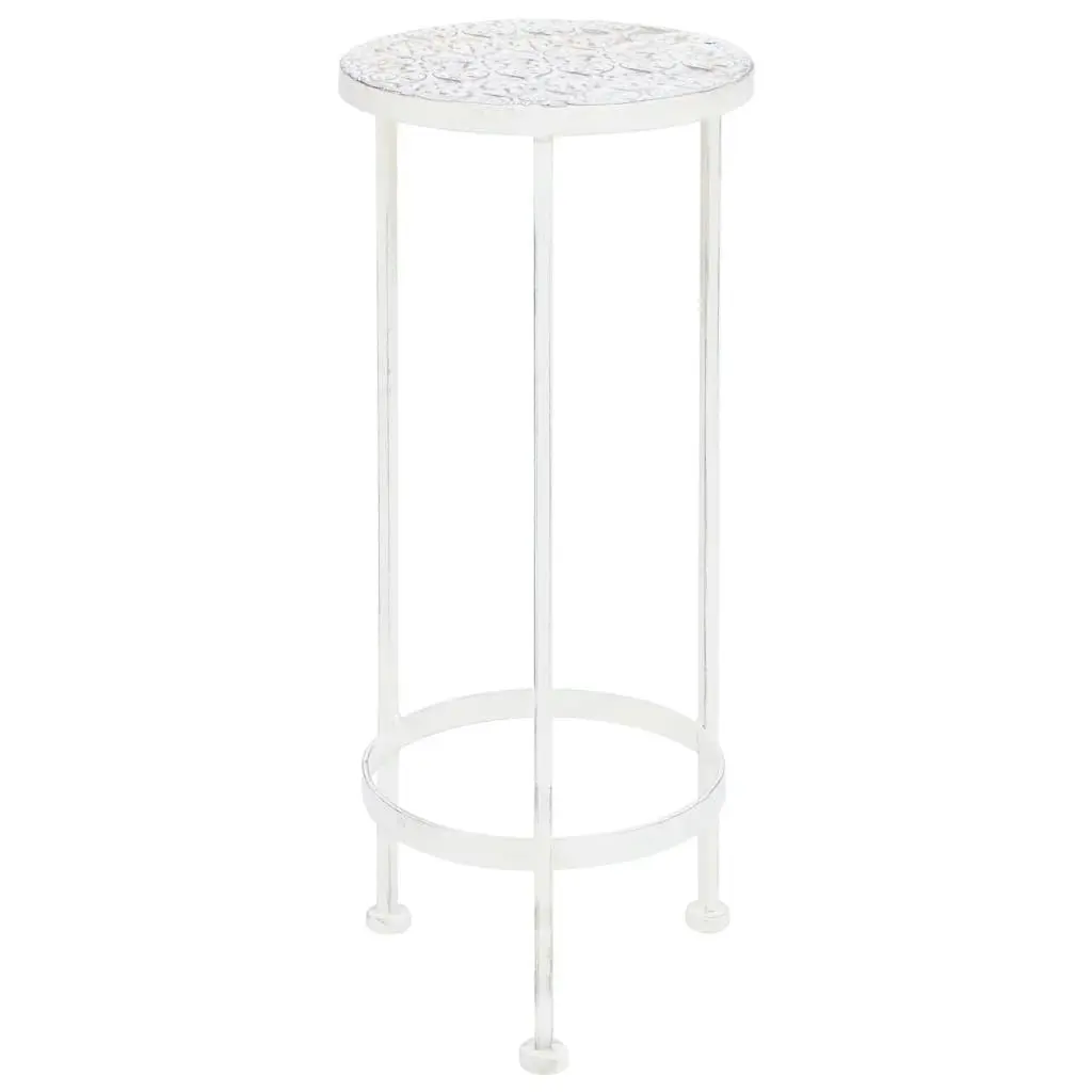 Plant Stand Set 3 Pieces Vintage Style Metal Antique White 245937