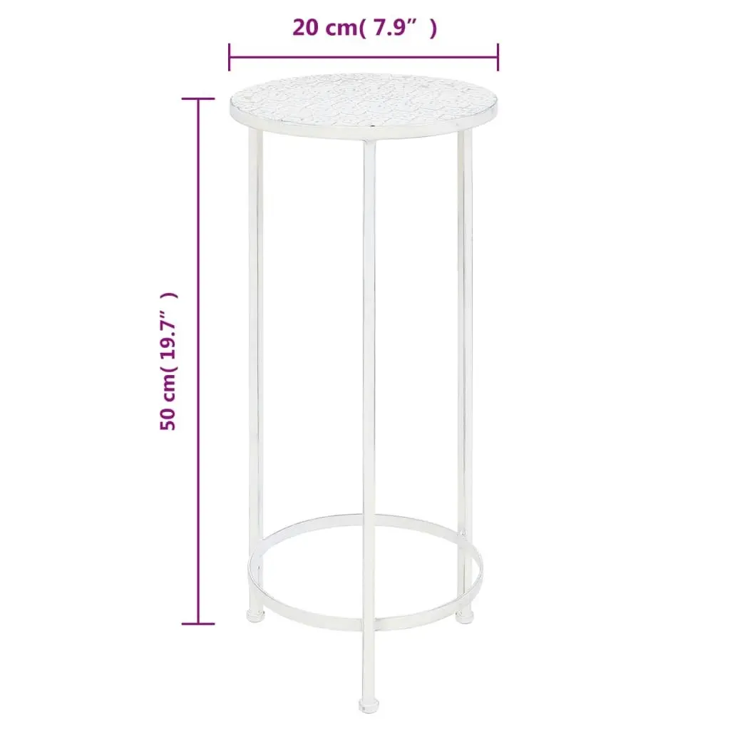 Plant Stand Set 3 Pieces Vintage Style Metal Antique White 245937