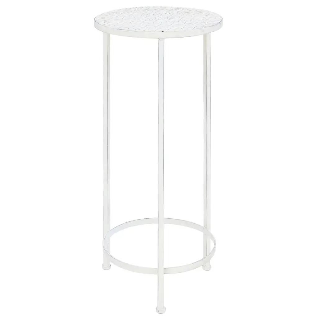 Plant Stand Set 3 Pieces Vintage Style Metal Antique White 245937