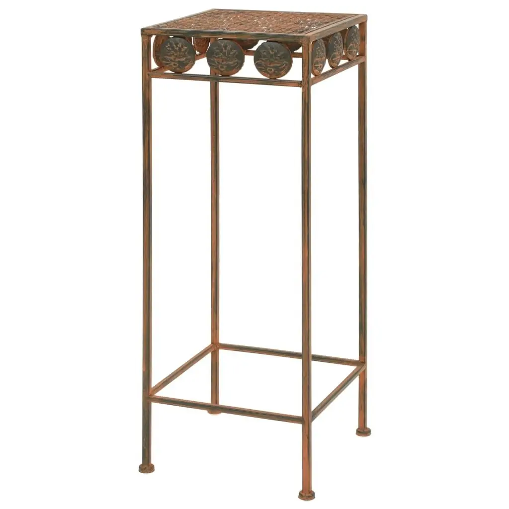 Plant Stand Set 3 Pieces Vintage Style Metal Rusty 245928