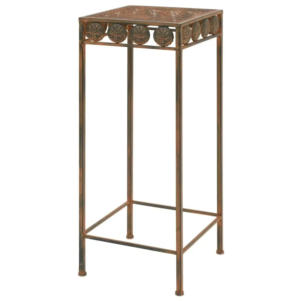 Plant Stand Set 3 Pieces Vintage Style Metal Rusty 245928