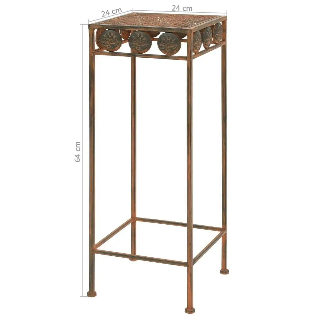 Plant Stand Set 3 Pieces Vintage Style Metal Rusty 245928