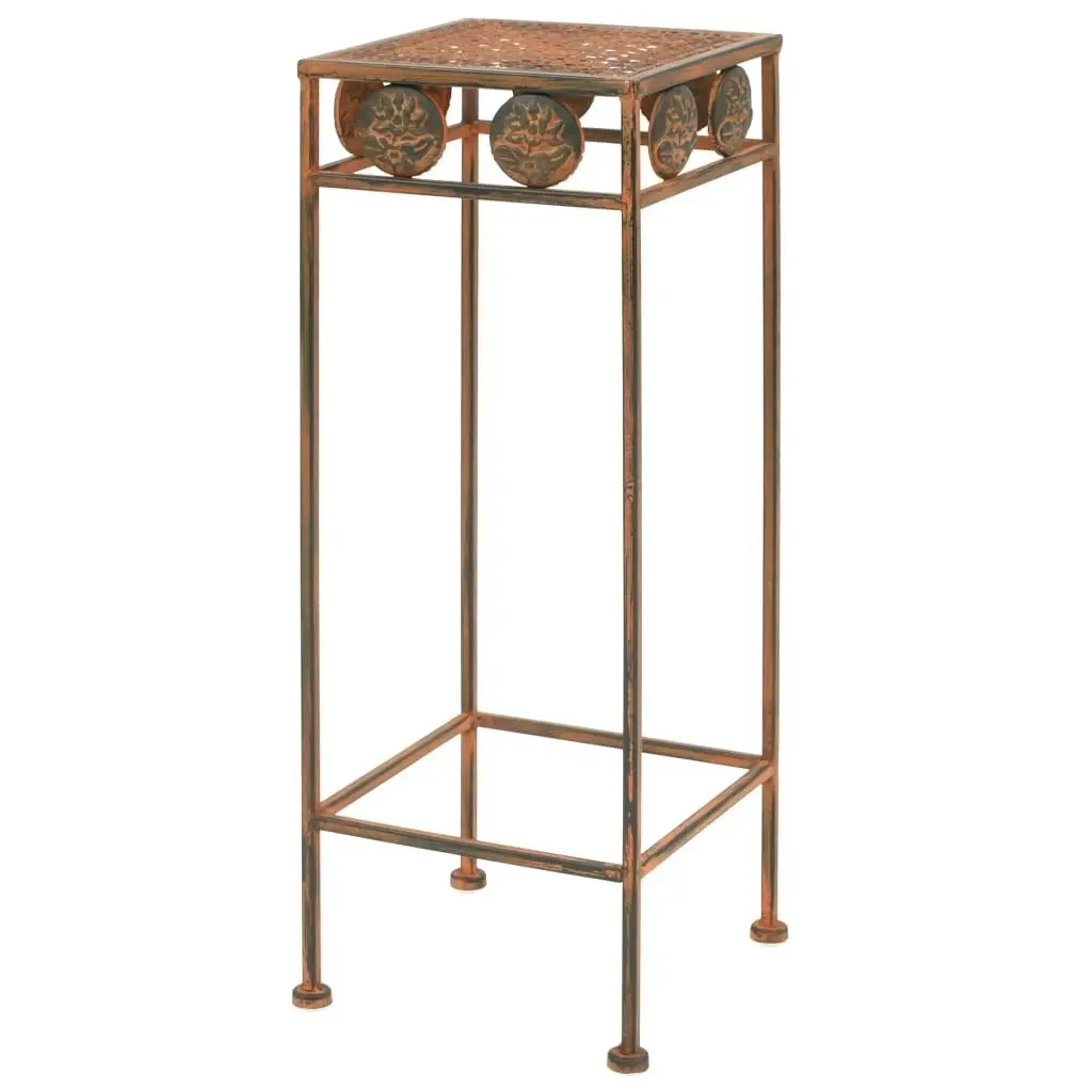 Plant Stand Set 3 Pieces Vintage Style Metal Rusty 245928