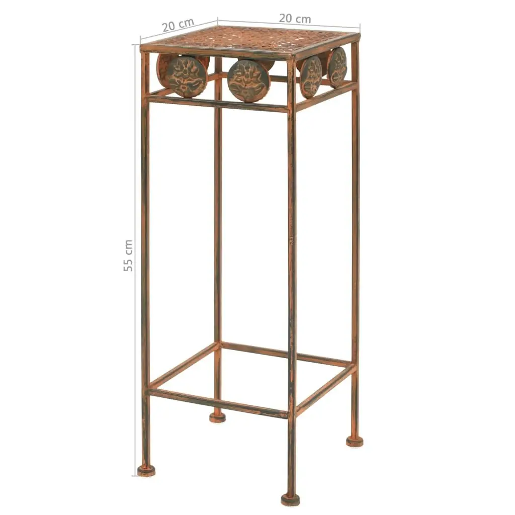 Plant Stand Set 3 Pieces Vintage Style Metal Rusty 245928