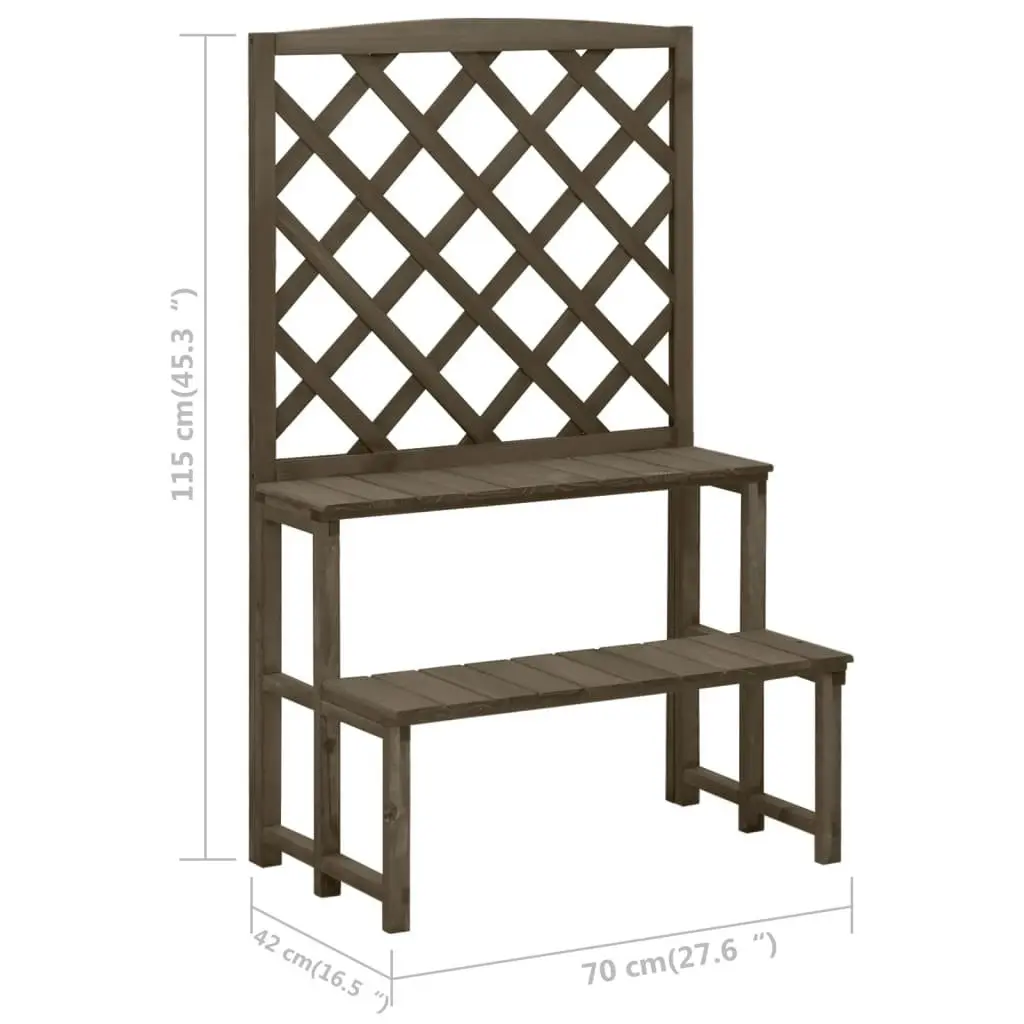 Plant Stand with Trellis Grey 70x42x115 cm Solid Fir Wood 316414