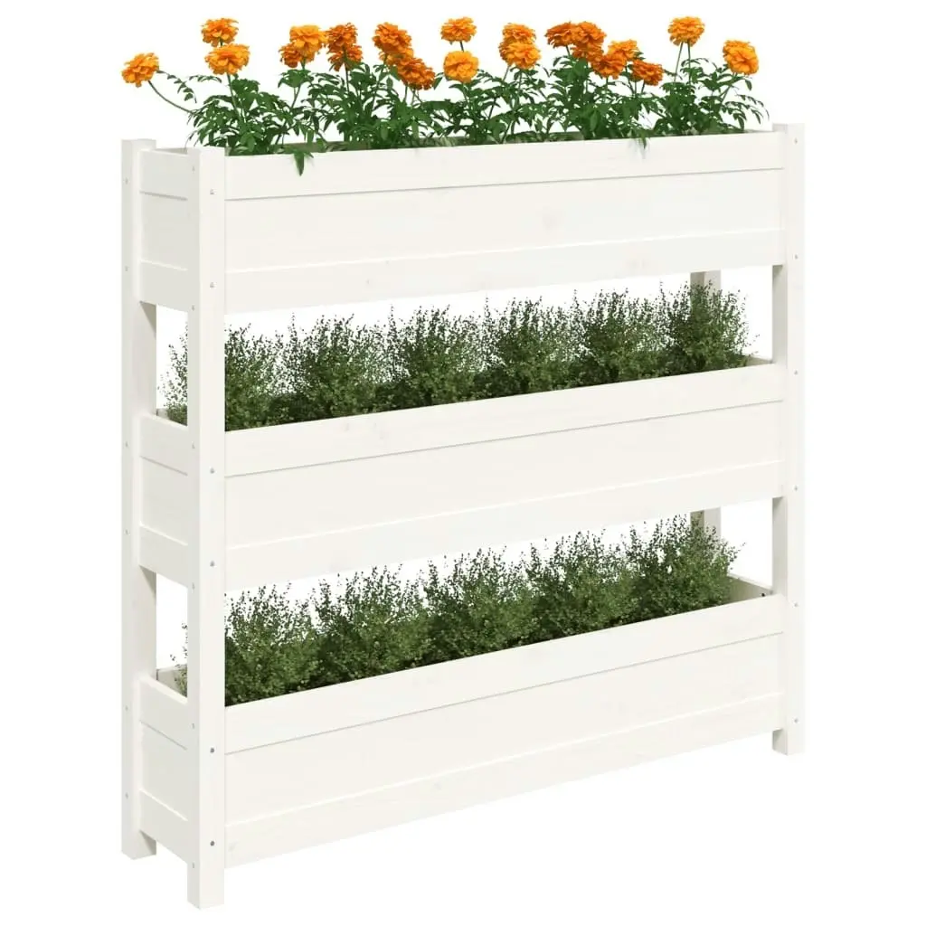 Planter White 112x25x104.5 cm Solid Wood Pine 823921