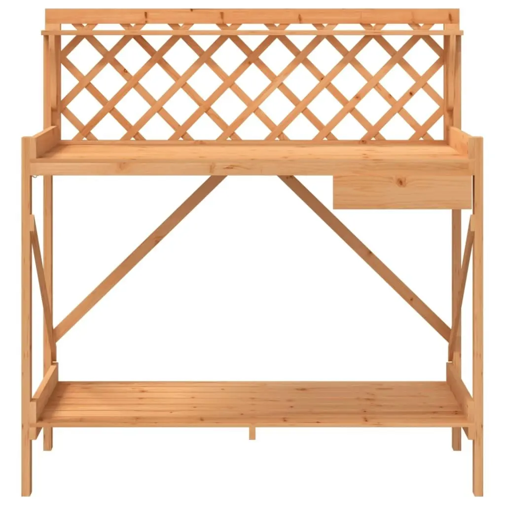 Potting Bench with Trellis Brown Solid Wood Fir 368429