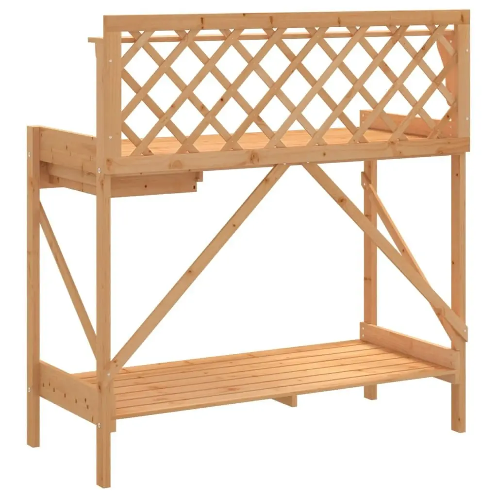 Potting Bench with Trellis Brown Solid Wood Fir 368429