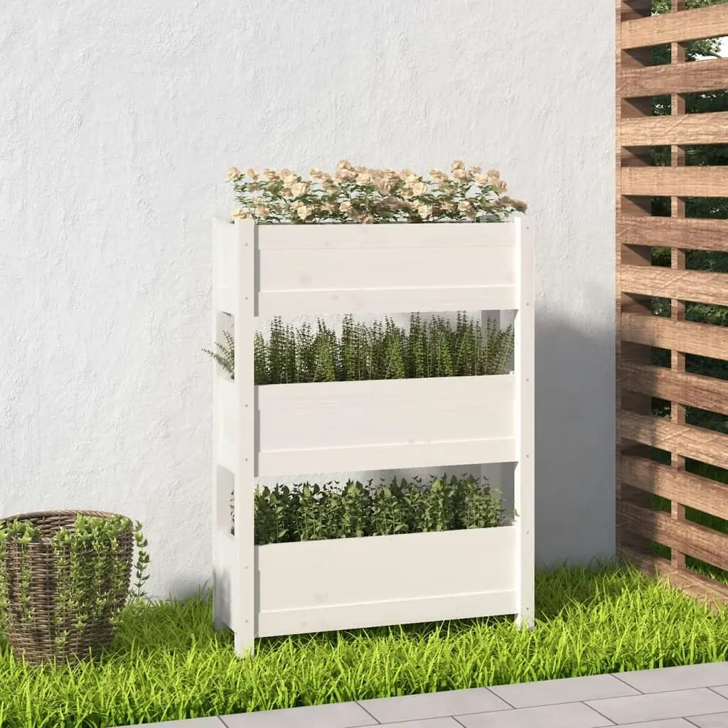 Planter White 77x25x104.5 cm Solid Wood Pine 823935