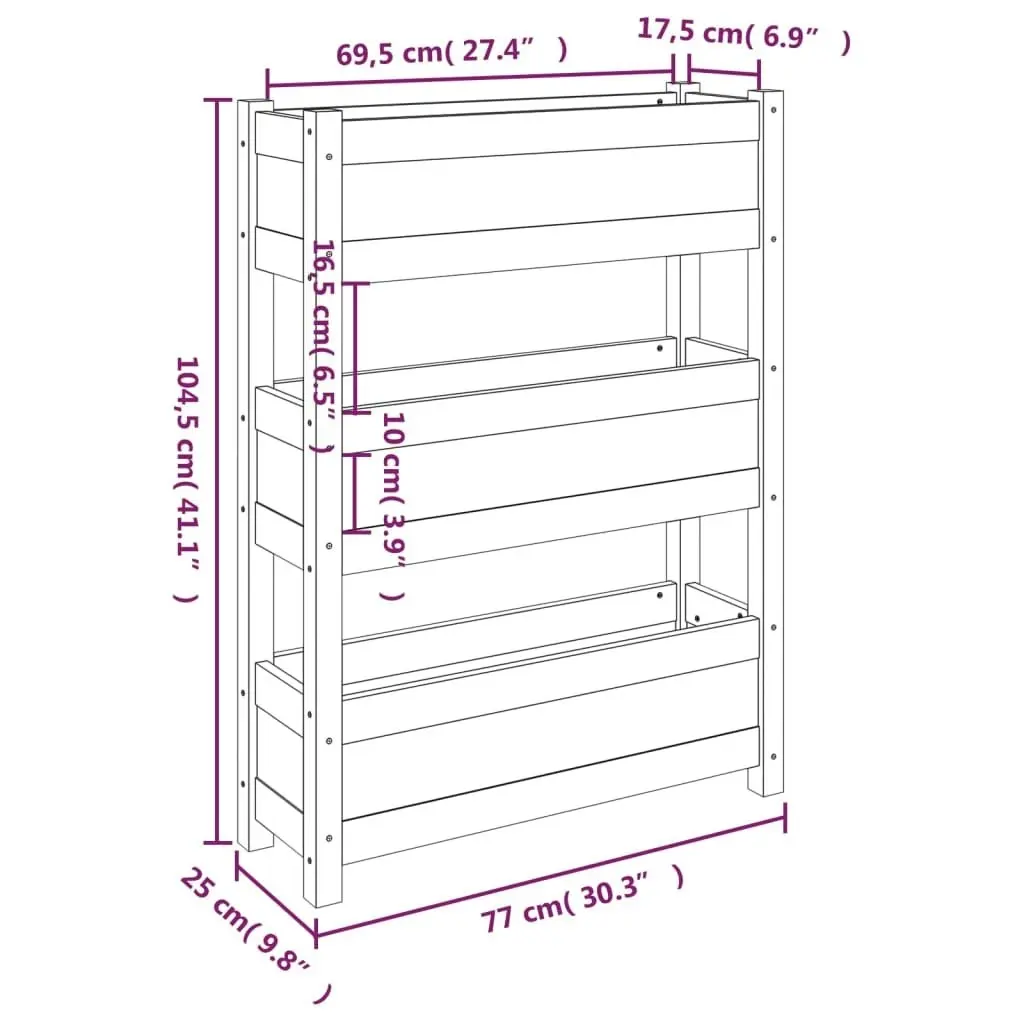 Planter White 77x25x104.5 cm Solid Wood Pine 823935