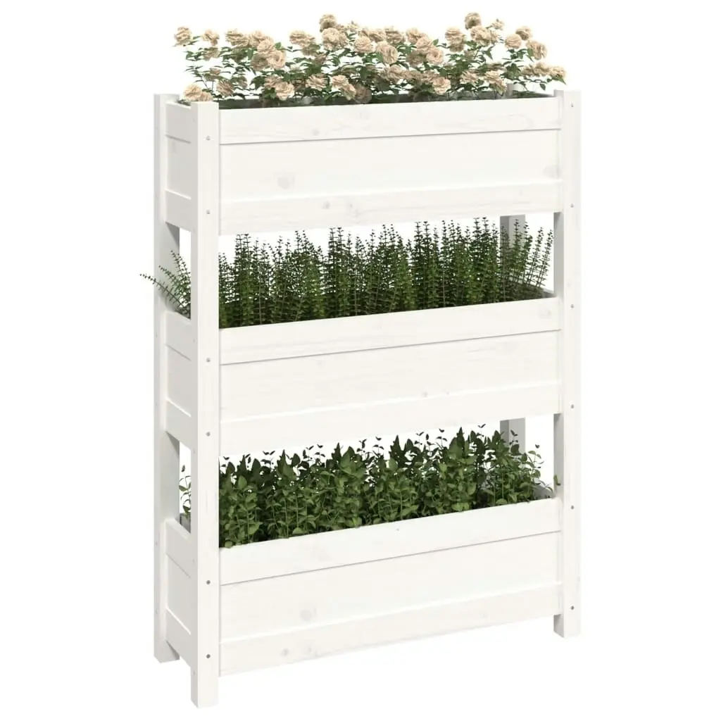 Planter White 77x25x104.5 cm Solid Wood Pine 823935