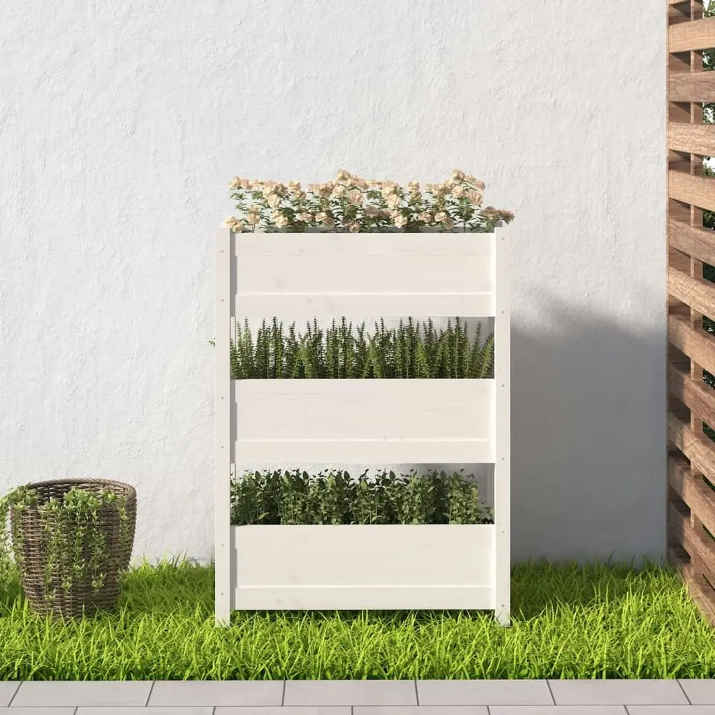 Planter White 77x25x104.5 cm Solid Wood Pine 823935