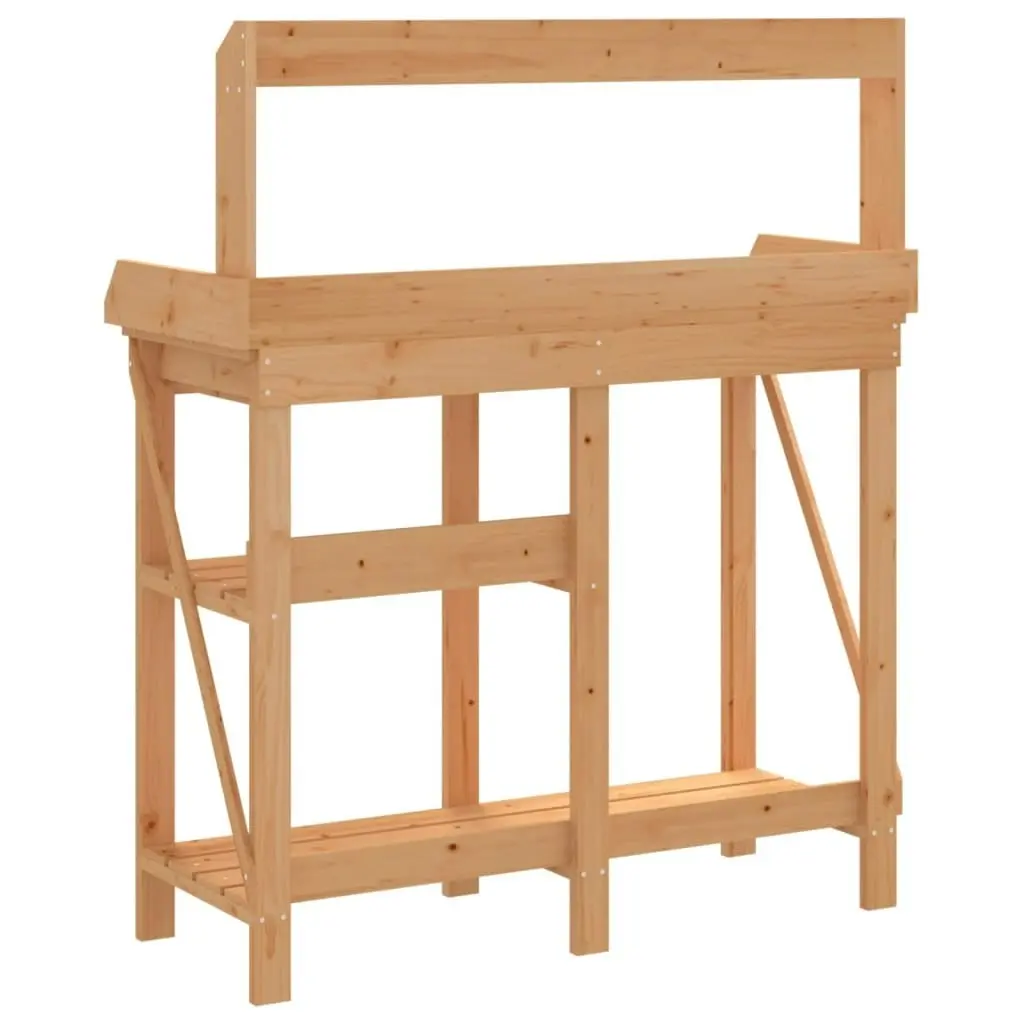 Potting Bench with Shelves Brown Solid Wood Fir 368432