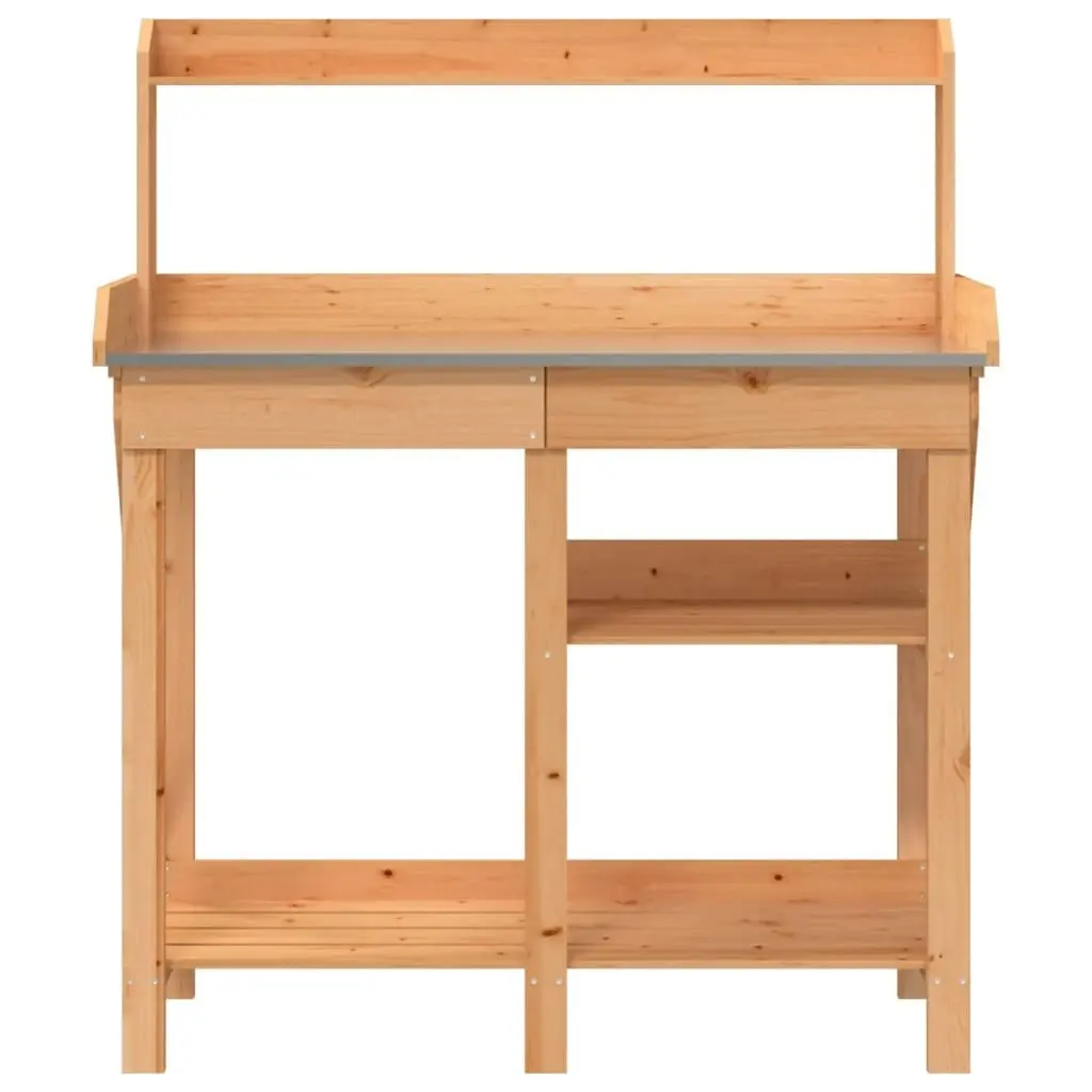 Potting Bench with Shelves Brown Solid Wood Fir 368432