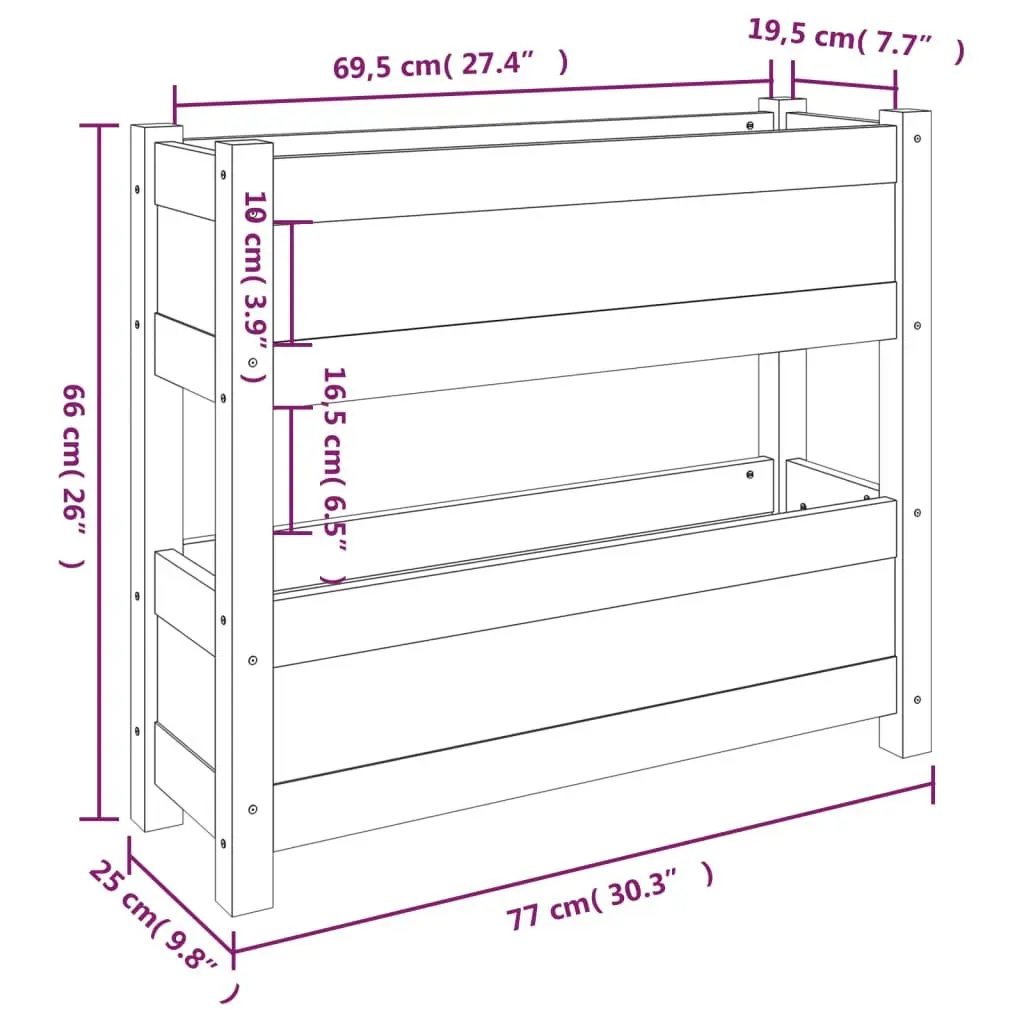 Planter White 77x25x66 cm Solid Wood Pine 823942