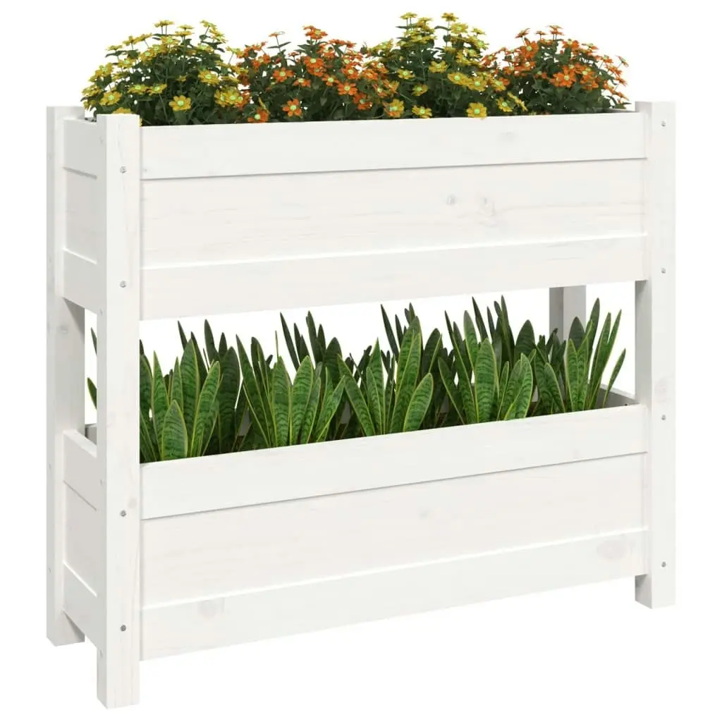 Planter White 77x25x66 cm Solid Wood Pine 823942