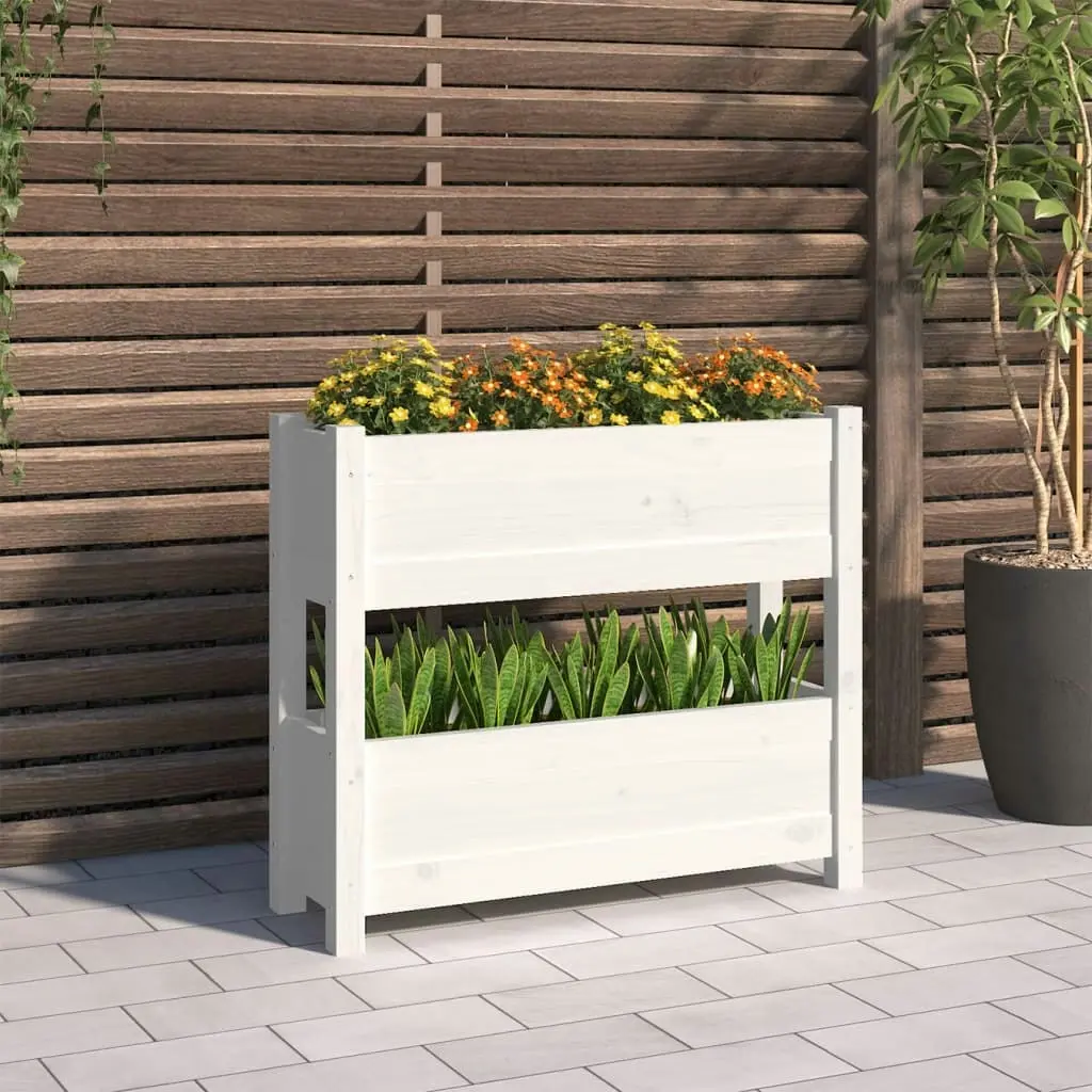 Planter White 77x25x66 cm Solid Wood Pine 823942