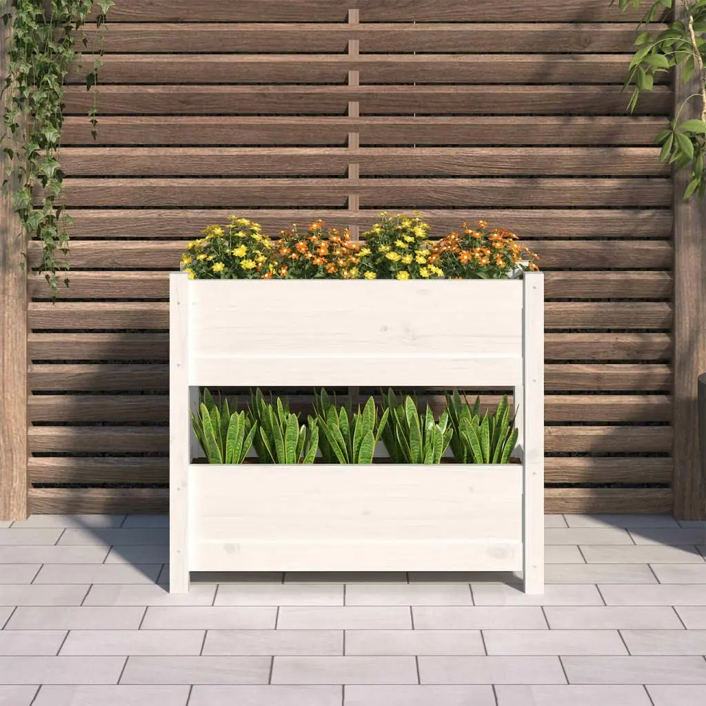 Planter White 77x25x66 cm Solid Wood Pine 823942