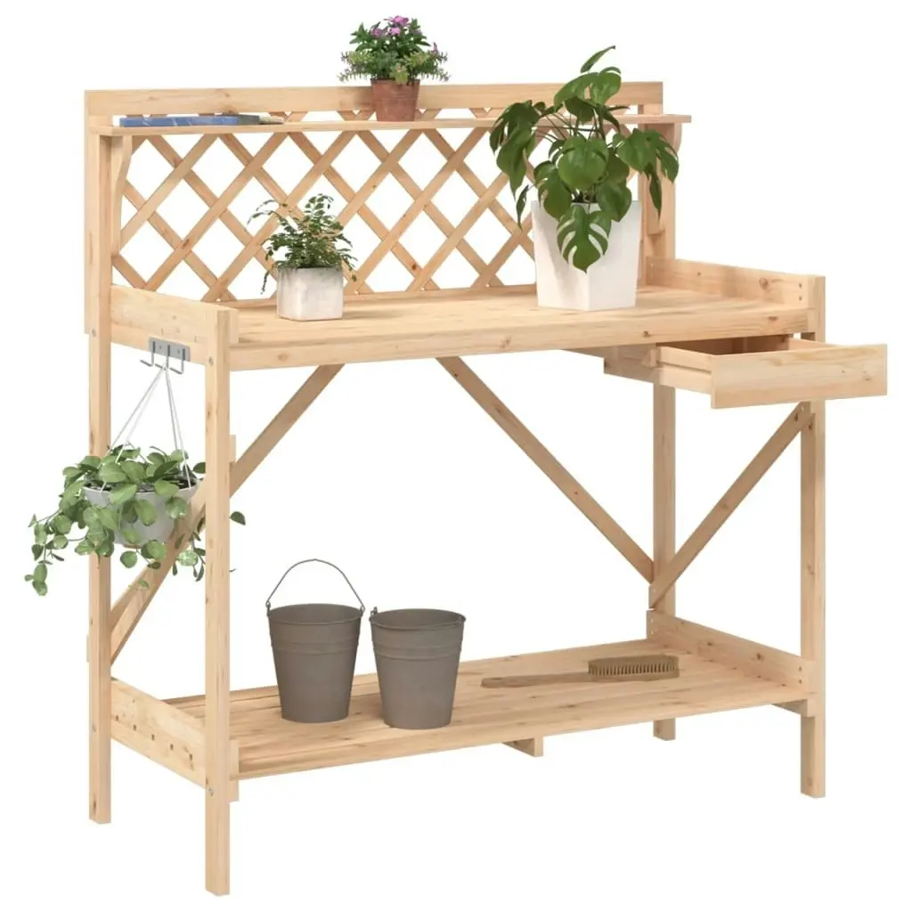 Potting Bench with Trellis Solid Wood Fir 368428