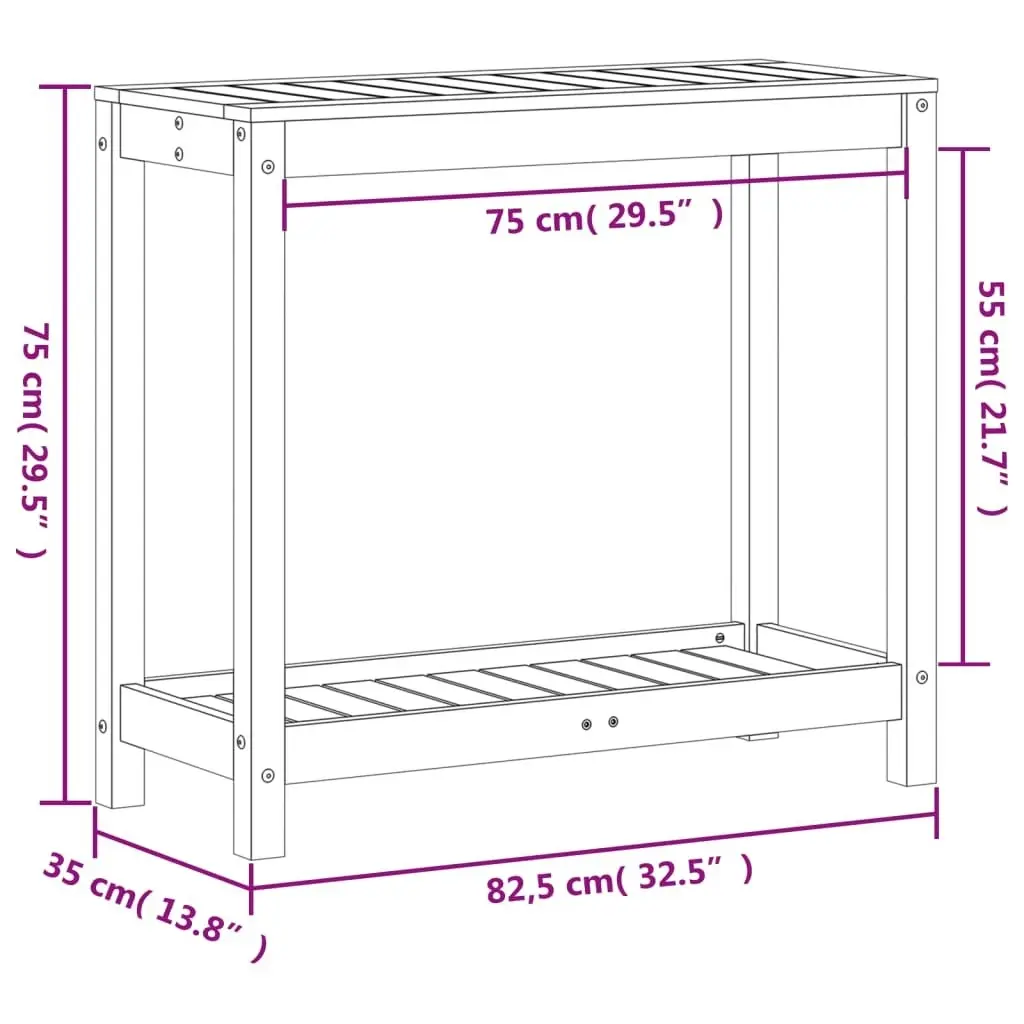 Potting Table with Shelf 82.5x35x75 cm Solid Wood Douglas 832390