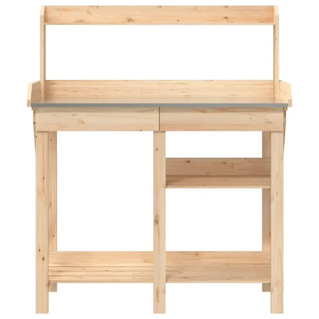 Potting Bench with Shelves Solid Wood Fir 368431