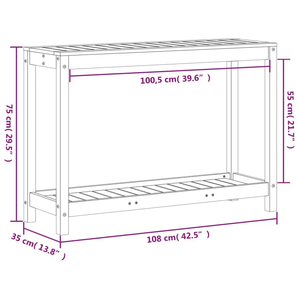 Potting Table with Shelf 108x35x75 cm Solid Wood Douglas 832395