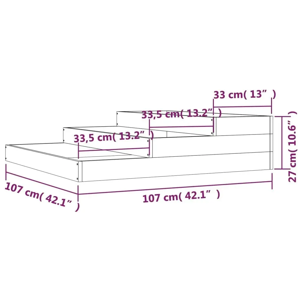 Planter Grey 107x107x27 cm Solid Wood Pine 823915