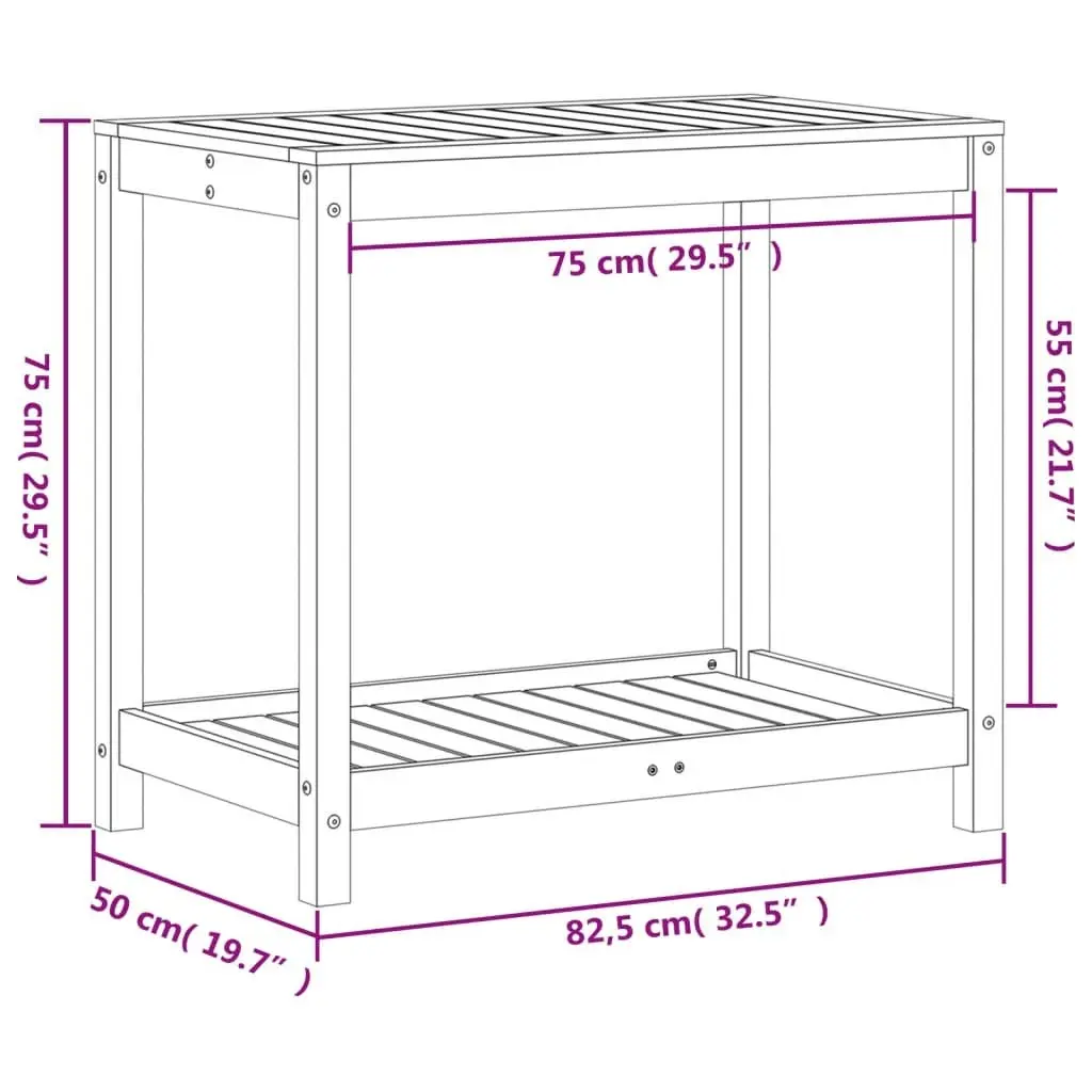 Potting Table with Shelf 82.5x50x75 cm Solid Wood Pine 832397