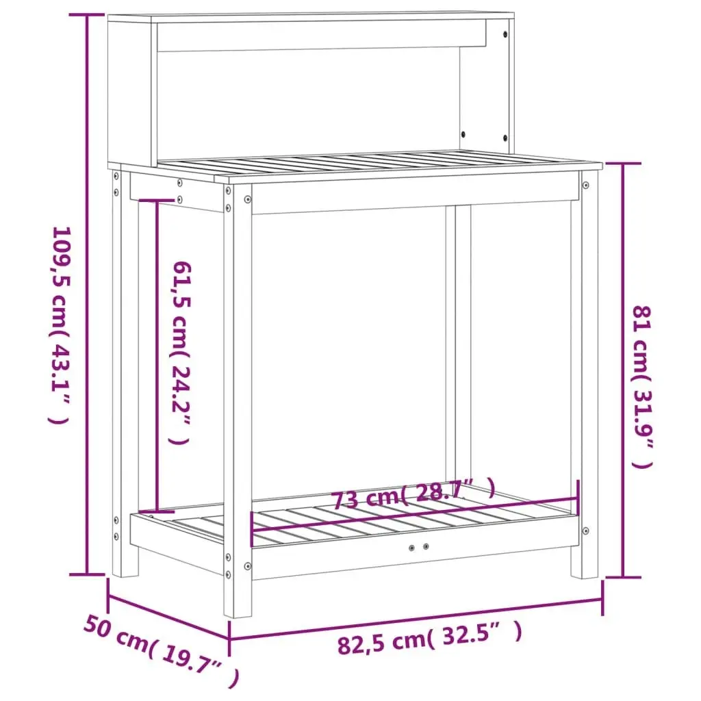 Potting Table with Shelves 82.5x50x109.5 cm Solid Wood Douglas 832410