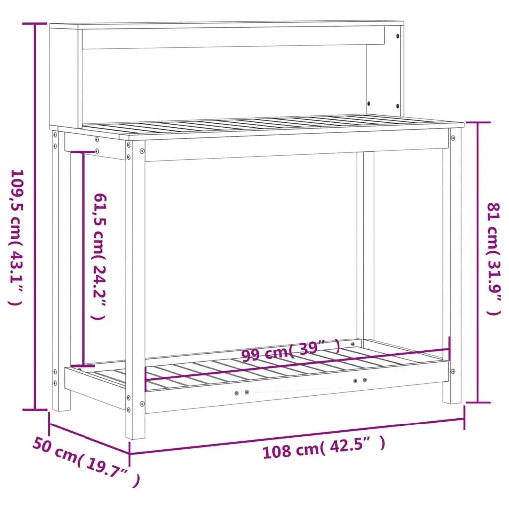 Potting Table with Shelves 108x50x109.5 cm Solid Wood Douglas 832415