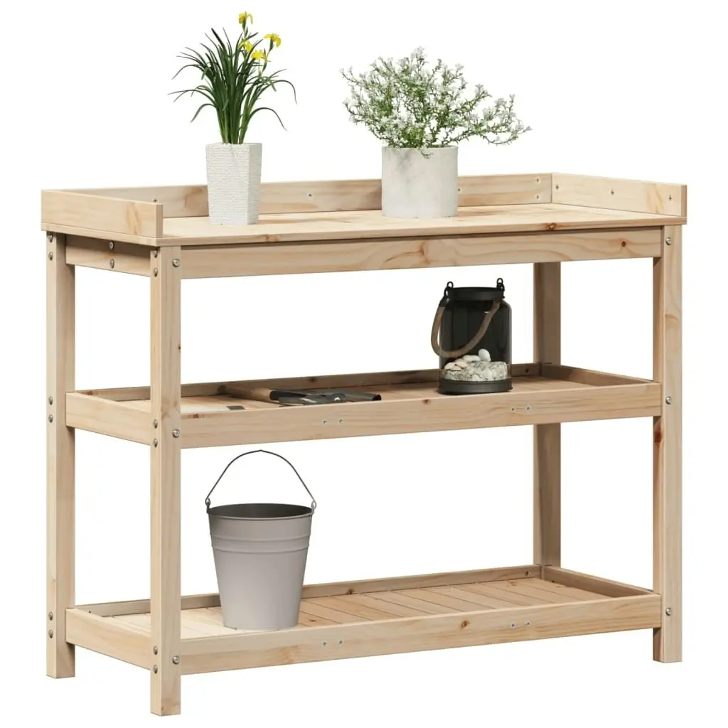 Potting Table with Shelves 108x45x86.5 cm Solid Wood Pine 832437