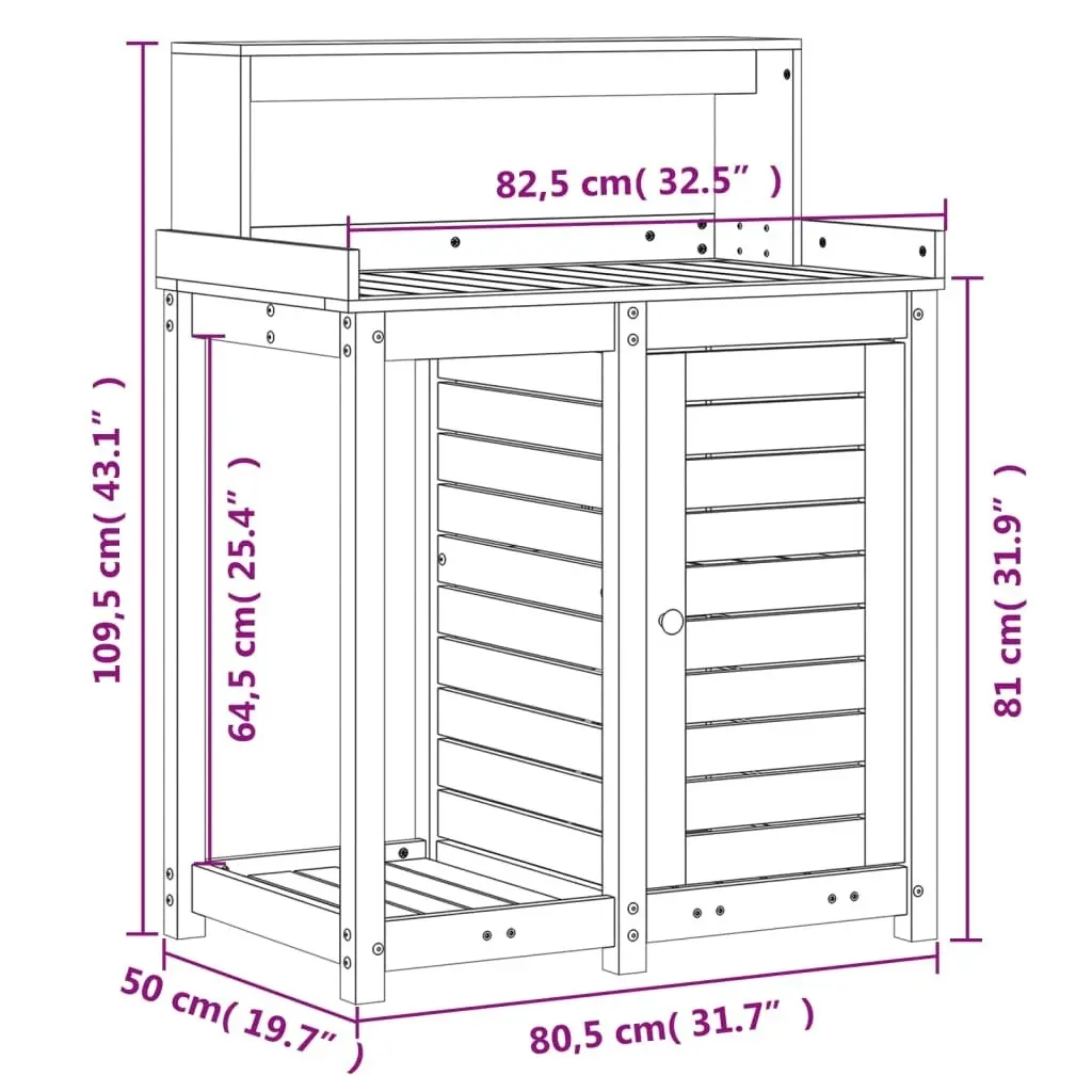 Potting Table with Shelves 82.5x50x109.5 cm Solid Wood Pine 832422