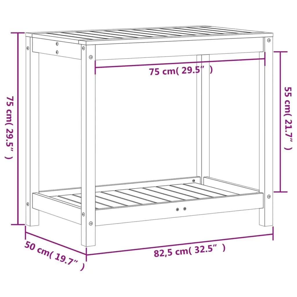 Potting Table with Shelf 82.5x50x75 cm Solid Wood Douglas 832400