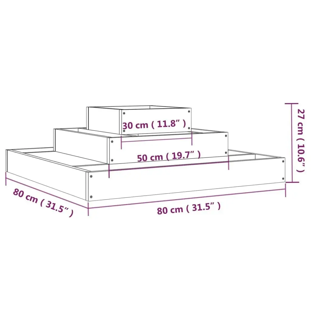 Planter White 80x80x27 cm Solid Wood Pine 823865