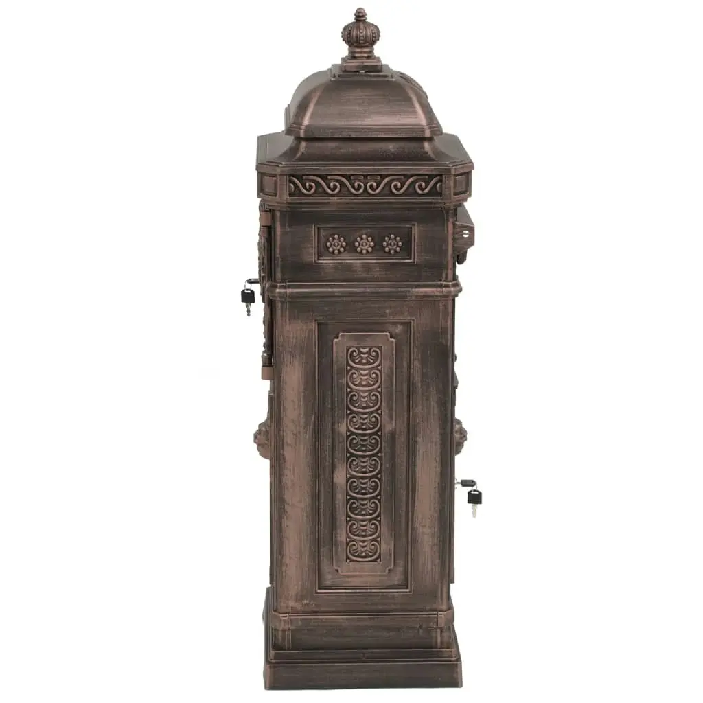 Pillar Letterbox Aluminium Vintage Style Rustproof Bronze 43892