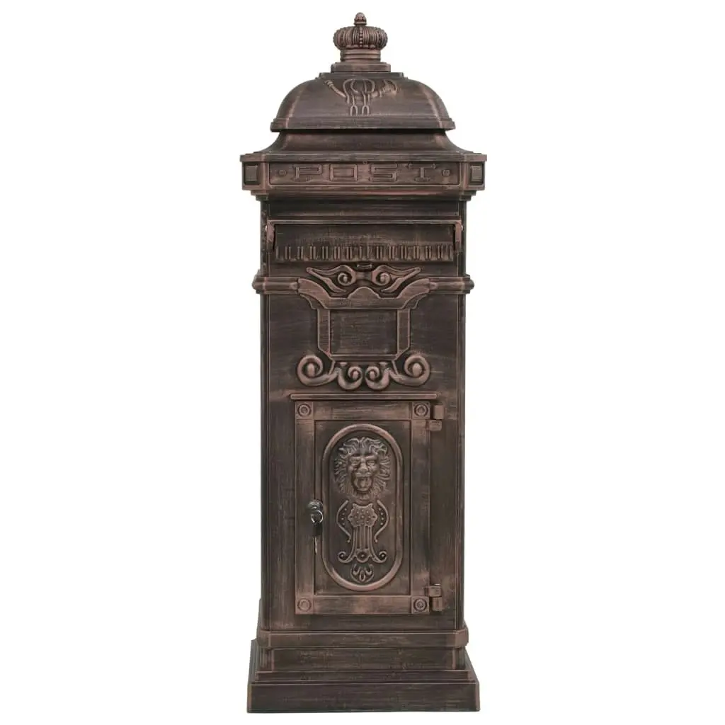 Pillar Letterbox Aluminium Vintage Style Rustproof Bronze 43892