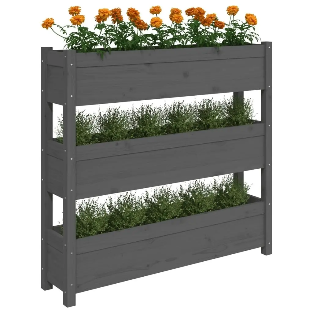 Planter Grey 112x25x104.5 cm Solid Wood Pine 823922