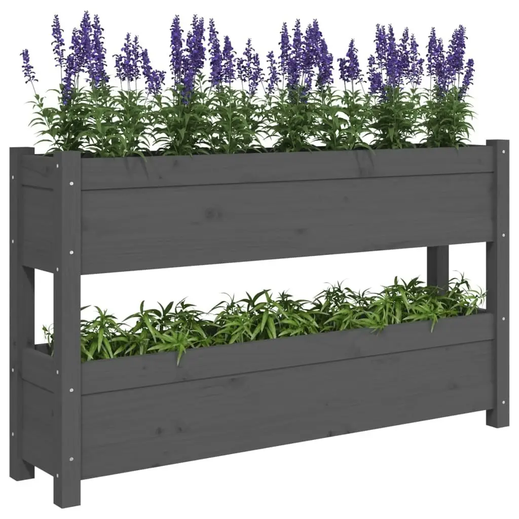 Planter Grey 112x25x66 cm Solid Wood Pine 823929