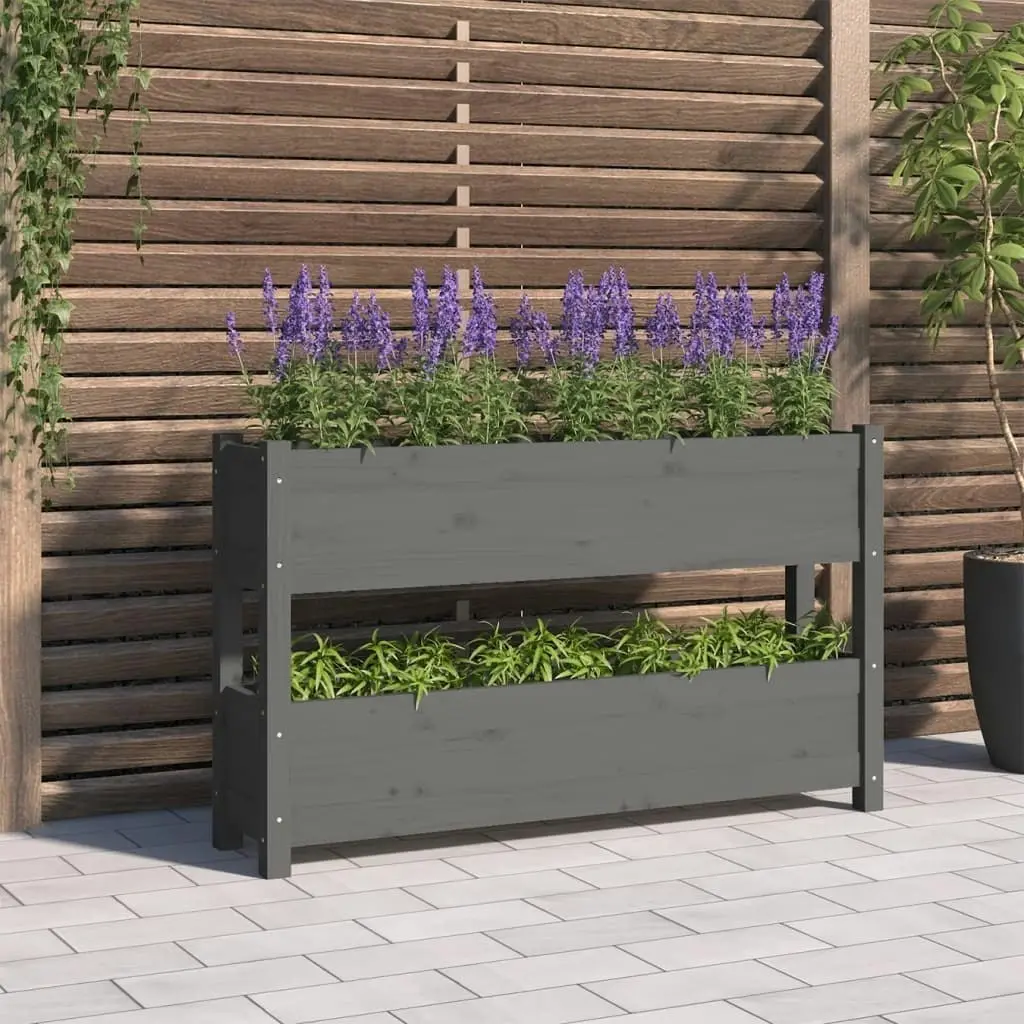 Planter Grey 112x25x66 cm Solid Wood Pine 823929