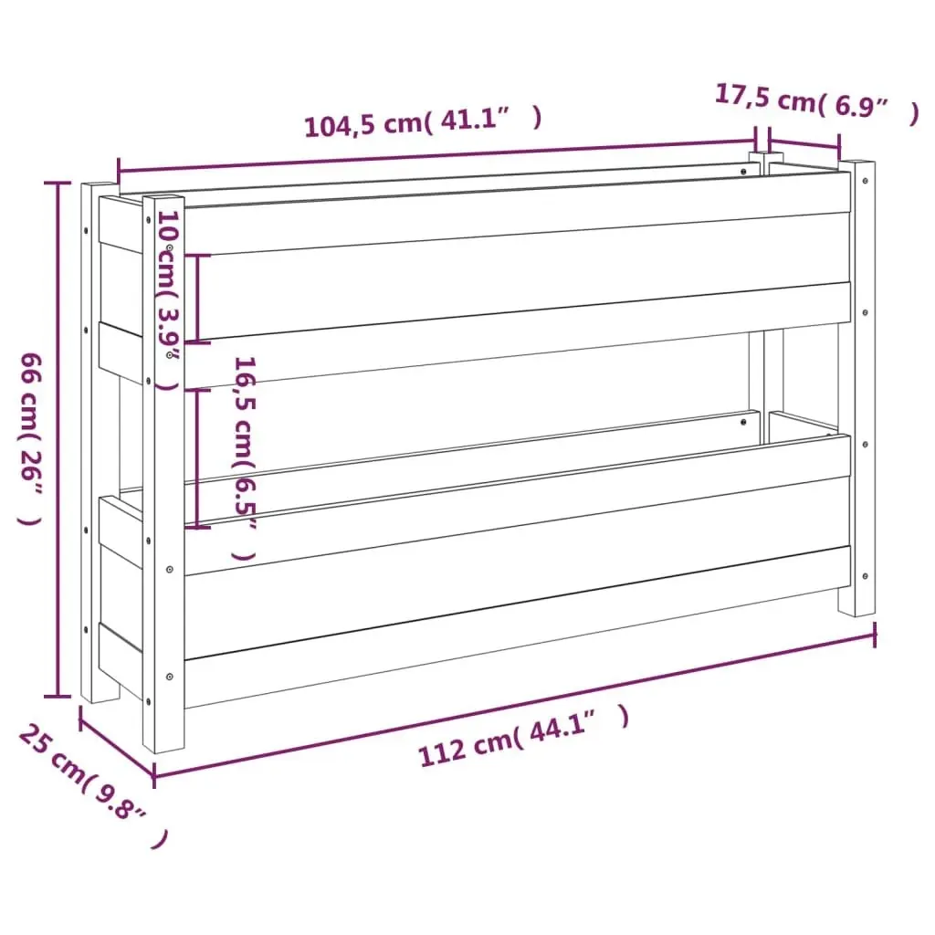 Planter Grey 112x25x66 cm Solid Wood Pine 823929