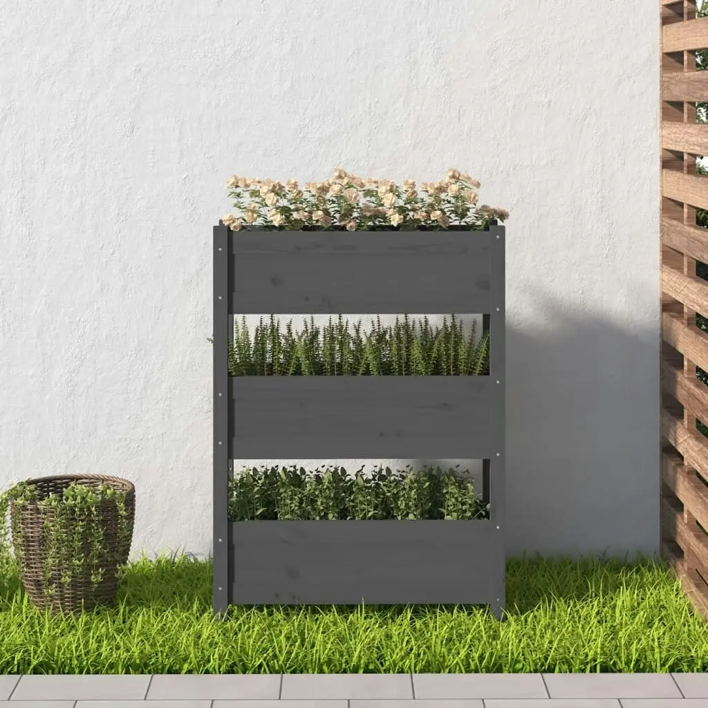 Planter Grey 77x25x104.5 cm Solid Wood Pine 823936