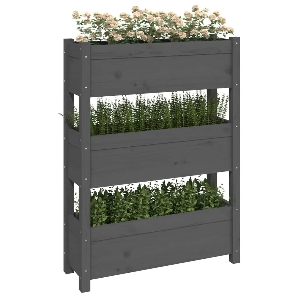 Planter Grey 77x25x104.5 cm Solid Wood Pine 823936