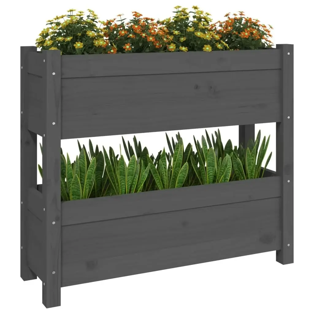 Planter Grey 77x25x66 cm Solid Wood Pine 823943